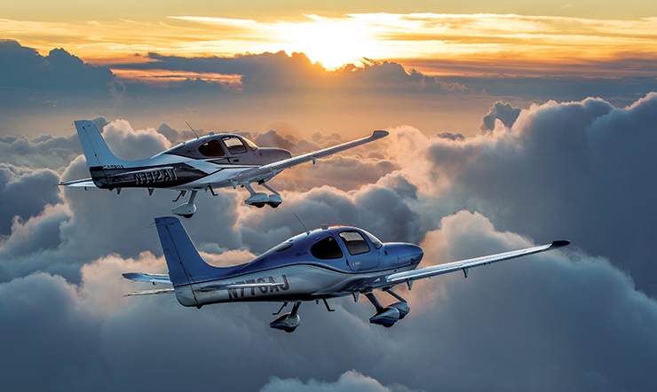 Cirrus planes flying above the clouds