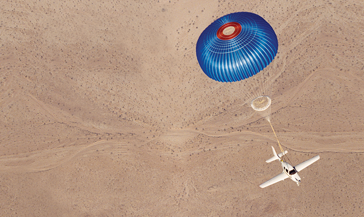 Cirrus with blue parachute